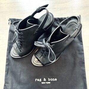 Rag & Bone: 37.5 Black Leather Heels w/ Original Bag